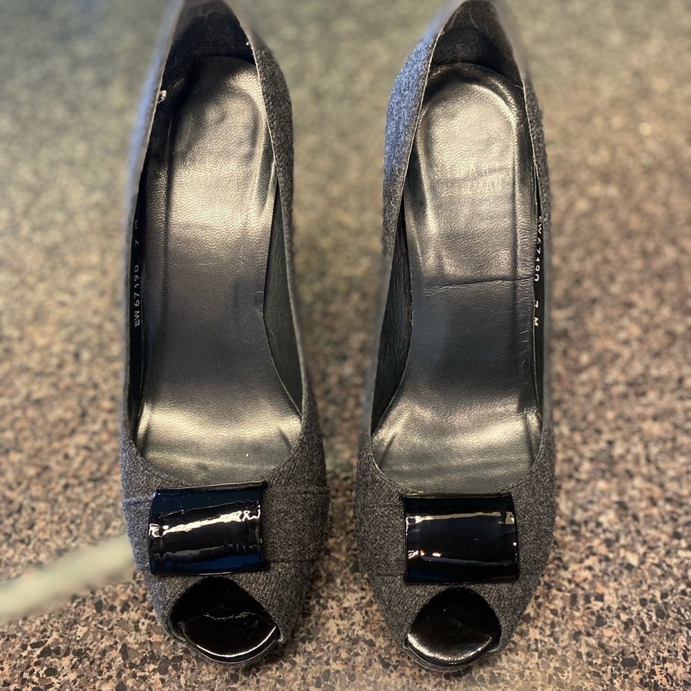 “STUART WEITZMAN” Wool Platform Bow Heels